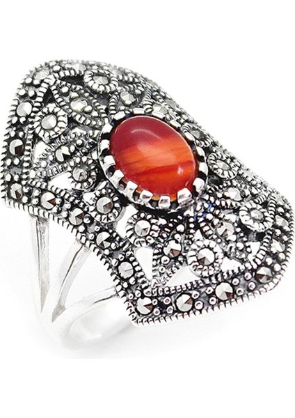 Gümüş 925 Ayar Kadın Yüzük Markazit Taşlı