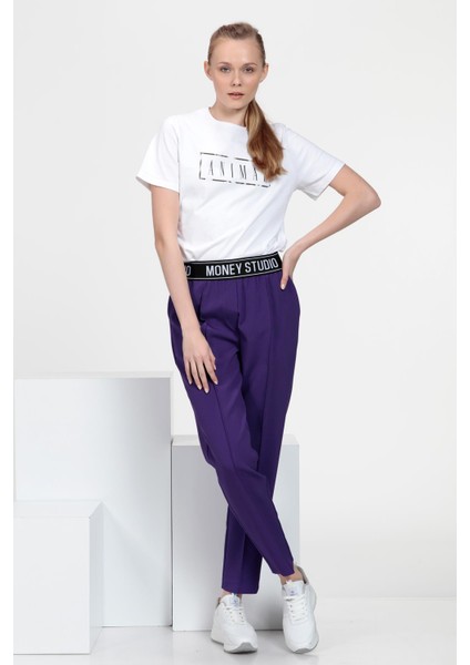 Sloganlı Cigarette Fit Pantolon