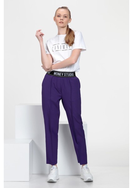 Sloganlı Cigarette Fit Pantolon