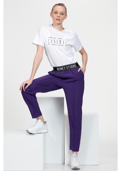 Sloganlı Cigarette Fit Pantolon
