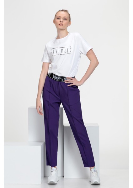 Sloganlı Cigarette Fit Pantolon