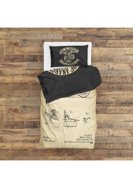 Sons Of Anarchy & Harley Davidson Model 28B Vintage Çift Taraflı Nevresim Takımı