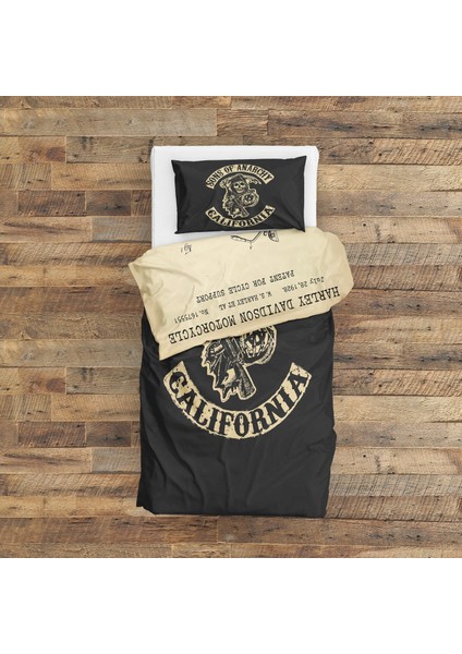 Sons Of Anarchy & Harley Davidson Model 28B Vintage Çift Taraflı Nevresim Takımı