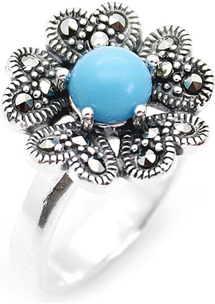 Gümüş 925 Ayar Kadın Yüzük Markazit Taşlı