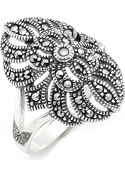 Gümüş 925 Ayar Kadın Yüzük Markazit Taşlı