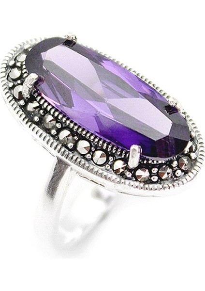 Gümüş 925 Ayar Kadın Yüzük Markazit Taşlı