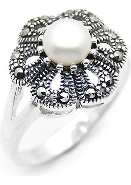 Gümüş 925 Ayar Kadın Yüzük Markazit Taşlı