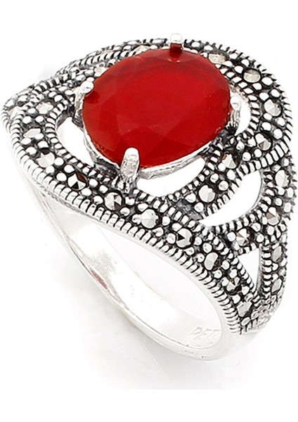 Gümüş 925 Ayar Kadın Yüzük Markazit Taşlı