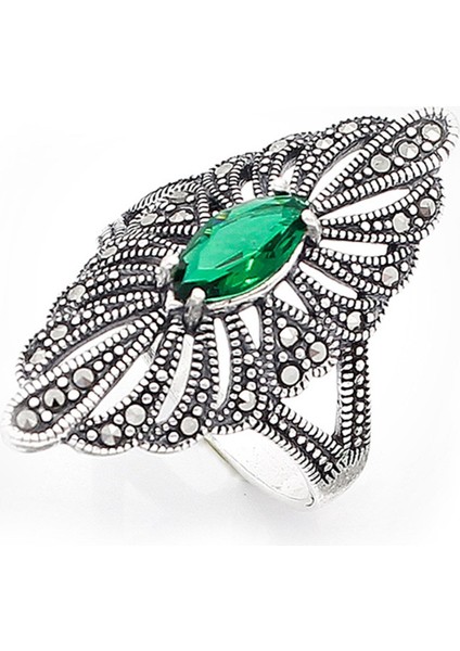 Gümüş 925 Ayar Kadın Yüzük Markazit Taşlı