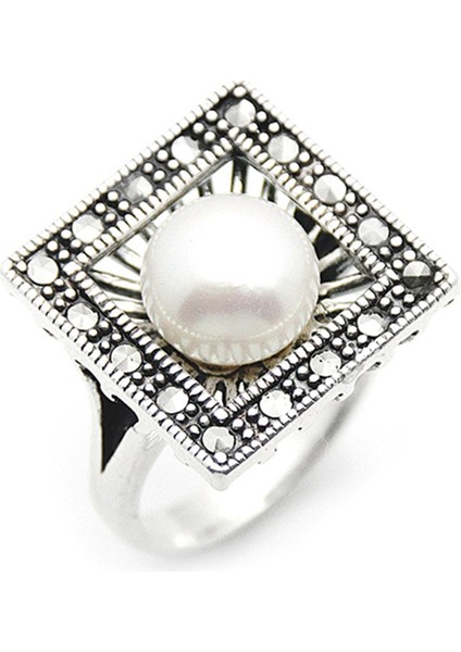 Gümüş 925 Ayar Kadın Yüzük Markazit Taşlı