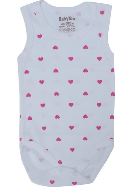 Kız Bebek Kalp Desenli Çıtçıtlı Penye Body Zıbın Badi