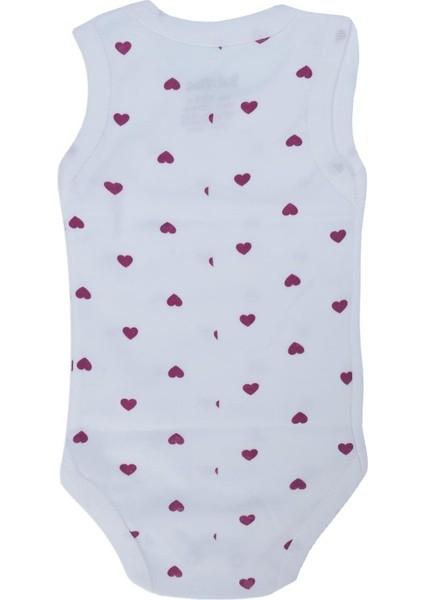 Kız Bebek Kalp Desenli Çıtçıtlı Penye Body Zıbın Badi