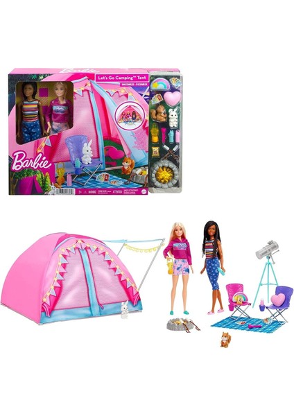 3+ Yaş Malibu ve Brooklyn Kampta Oyun Seti HGC18 Barbie 2'li