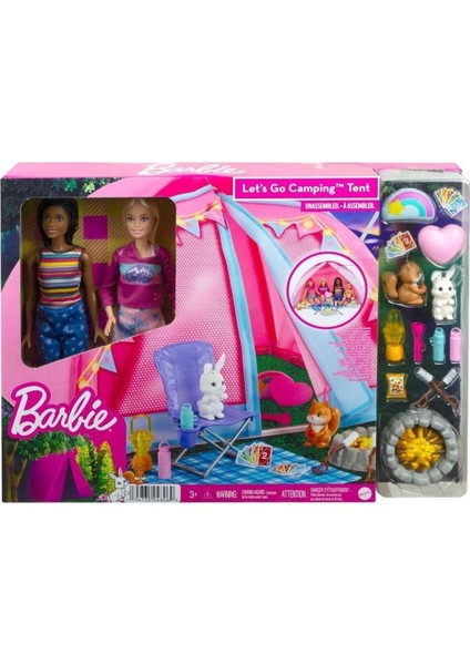 3+ Yaş Malibu ve Brooklyn Kampta Oyun Seti HGC18 Barbie 2'li
