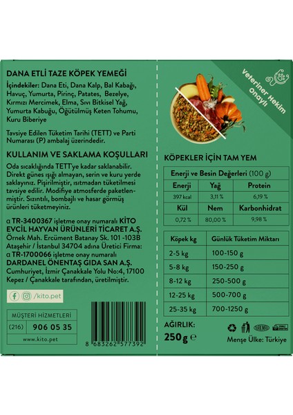 Yetişkin Köpek Maması 15 kg + Dana Etli Kito Fresh x 6