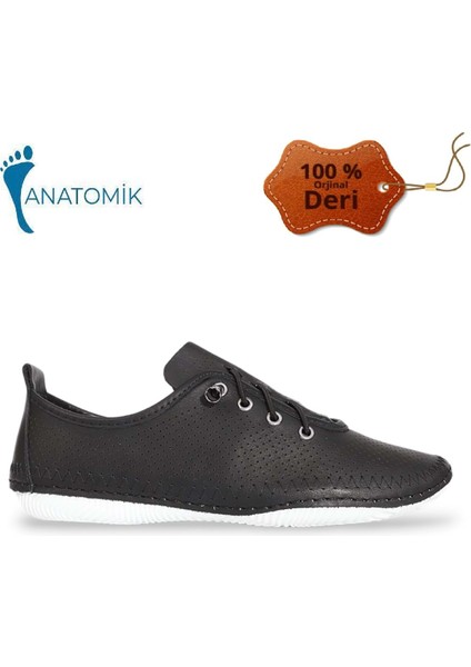 1922-477028 Deri Anatomik Tabanlı Kadın Günlük Ayakkabı - NKT01922-SIYAH-40