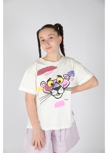 04 - 14 Yaş Kız Çocuk Pembe Panter T-Shirt fiyatları