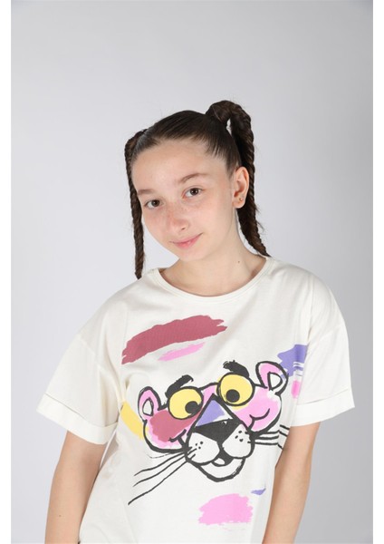 04 - 14 Yaş Kız Çocuk Pembe Panter T-Shirt modelleri