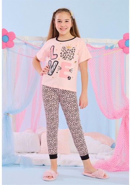 03-10 Yaş Kız Çocuk Evolata Yarım Kollu Pijama Takımı