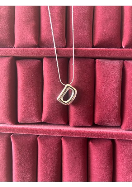 Kadın Çelik Balon D Harf Kolye