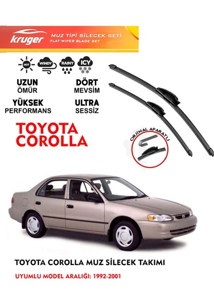 Toyota Corolla 1992-2001 Muz Tipi Silecek Seti