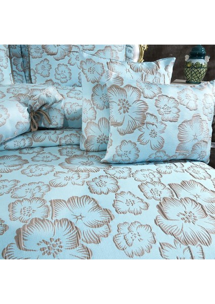 Elegante Rosalina Mavi - Vizon Çift Kişilik Çeyizlik Yatak Örtüsü modelleri