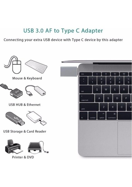 DR01 Macbook / iPhone 15 Uyumlu Type-C - USB 3.0 Otg USB Flash Driver Klavye Mouse Konsol Flash Bellek Dönüştürücü Çevirici Adaptör (2 ADET)