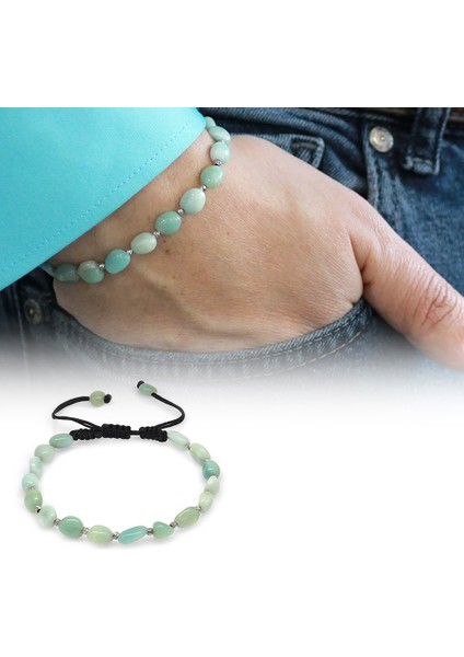 Makrome Örgülü Naturel Kesim Amazonit Doğaltaş Erkek Bileklik fiyatları