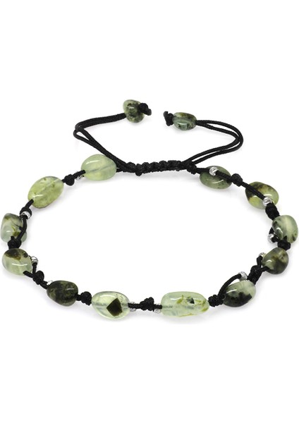 Makrome Örgülü Naturel Kesim Dorika Top Detaylı Prinayt Doğaltaş Erkek Bileklik