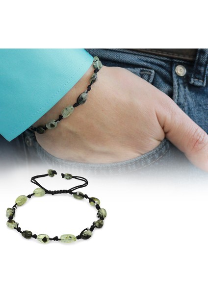 Makrome Örgülü Naturel Kesim Dorika Top Detaylı Prinayt Doğaltaş Erkek Bileklik fiyatları