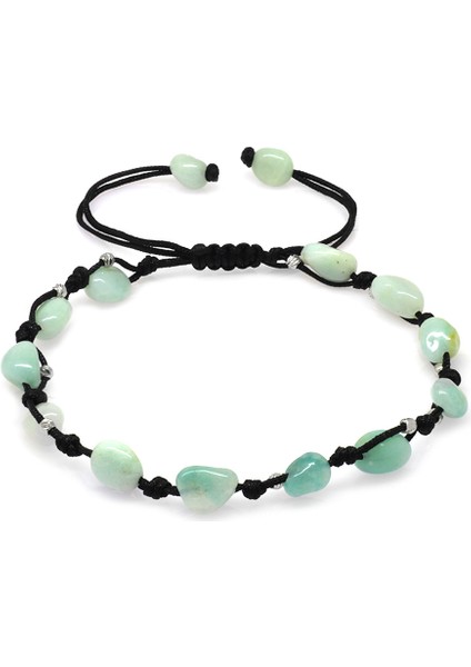 Makrome Örgülü Naturel Kesim Dorika Top Detaylı Amazonit Doğaltaş Erkek Bileklik