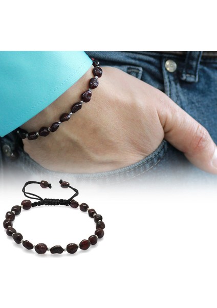 Makrome Örgülü Naturel Kesim Lal Doğaltaş Erkek Bileklik fiyatları