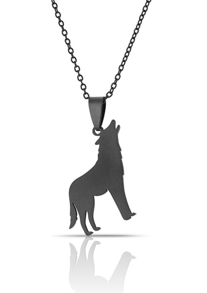 Siyah Kurt Figürlü Erkek Kolye PS2863