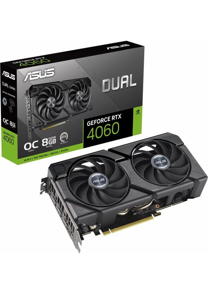 ASUS DUAL-RTX4060-O8G-EVO NVIDIA GEFORCE RTX 4060 8GB GDDR6 128bit 2535MHz OC HDMI 3xDP DLSS3 EKRAN KARTI