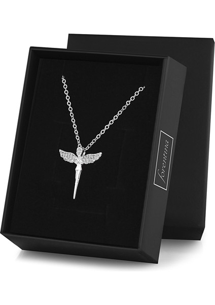 Gümüş Kaplama Melek Kolye &amp; Beyaz Solmayan Gül Hediye Set PS2752 fiyatları