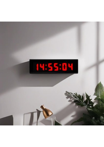 Sanec Saniyeli Dijital LED Duvar ve Masa Saat ve Derece - Kırmızı (Kasa Ölçüsü: 7X26 Cm)