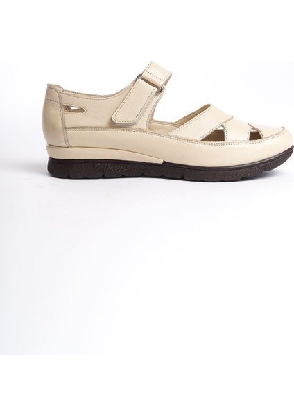 Deri Krem Günlük Kadın Sandalet TMD2024401 modelleri