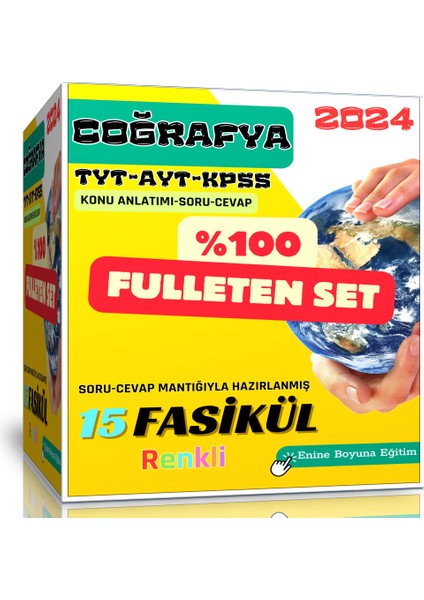 Enine Boyuna Eğitim Coğrafya TYT - AYT - KPSS Fulleten Seti - Renkli