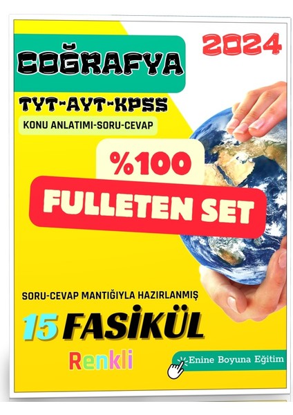 Enine Boyuna Eğitim Coğrafya TYT - AYT - KPSS Fulleten Seti - Renkli