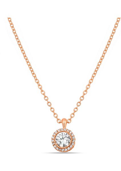 Rose Renk Zirkon Taşlı Tektaş Kolye Küpe Bileklik Yüzük Takı Seti PS2784 indirimleri