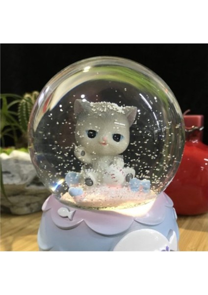 Tatlı Kedi Büyük Boy Işıklı Müzikli Otomatik Püskürten Kar Küresi fiyatları