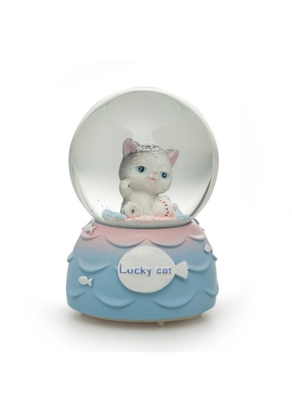 Tatlı Kedi Büyük Boy Işıklı Müzikli Otomatik Püskürten Kar Küresi modelleri