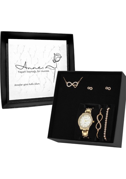 Kadın Metal Kol Saati- Takı Seti Anneler Günü Hediyesi PS2873