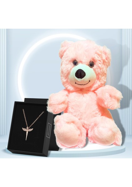 Rose Melek Kolye - Peluş Ay Hediye Set PS2909
