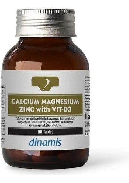 Calcium Magnesium Zinc Takviye Edici Gıda 60 Tablet