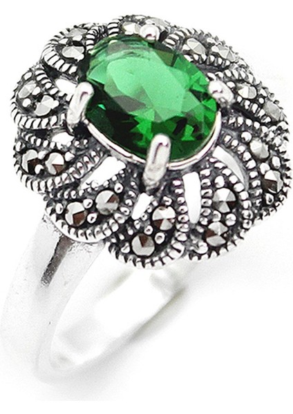 Gümüş 925 Ayar Kadın Yüzük Markazit Taşlı