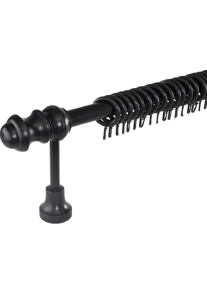 Demonte Lale Başlıklı Siyah Ahşap Rustik Perde Askısı - Raysız fiyatları