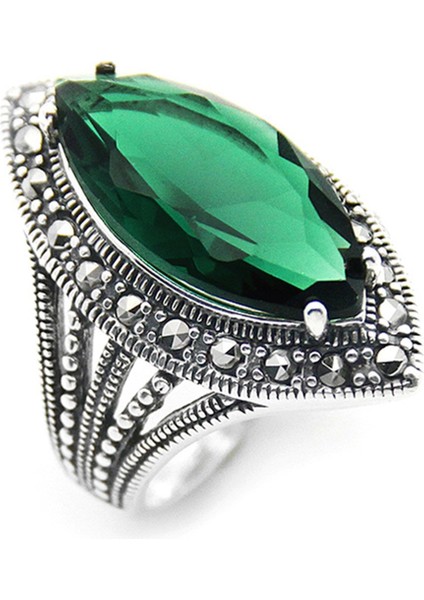 Gümüş 925 Ayar Kadın Yüzük Markazit Taşlı