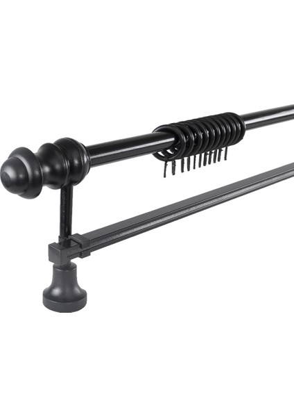 Demonte Lale Başlıklı Siyah Ahşap Rustik Perde Askısı - Tek Raylı fiyatları