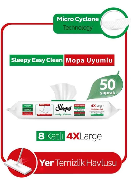 Easy Clean Beyaz Sabun Katkılı Mopa Uyumlu Yer Temizlik Havlusu 50 Yaprak